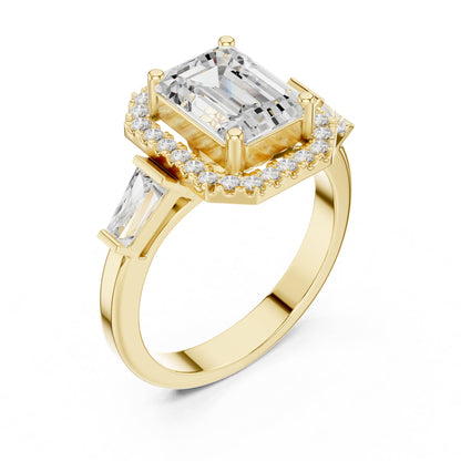 Emerald Halo Lab Grown Diamond Engagement Ring