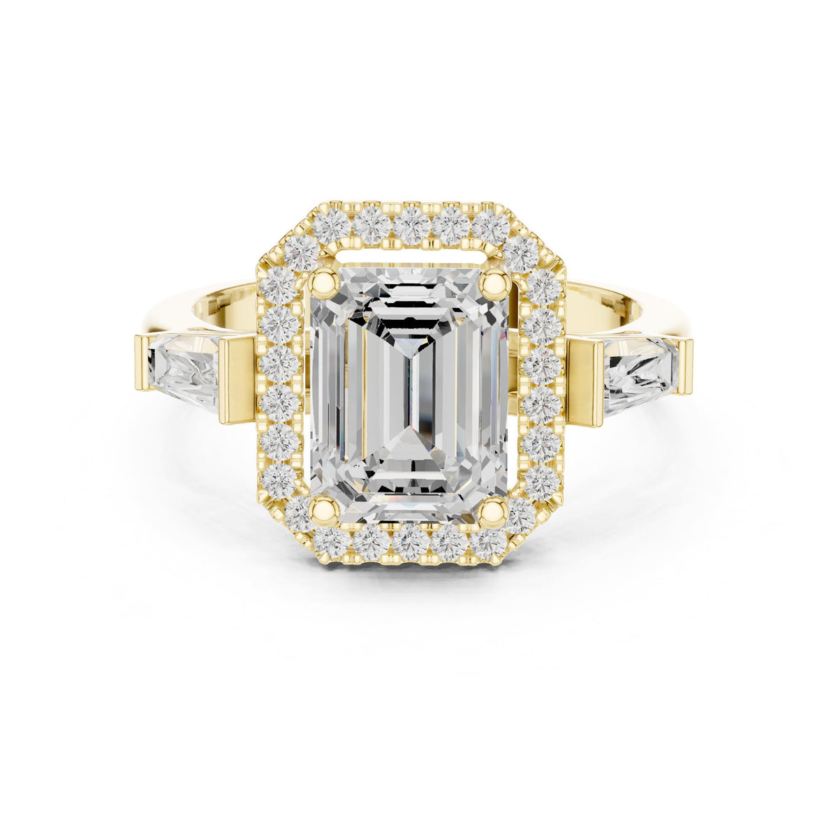 Emerald Halo Lab Grown Diamond Engagement Ring