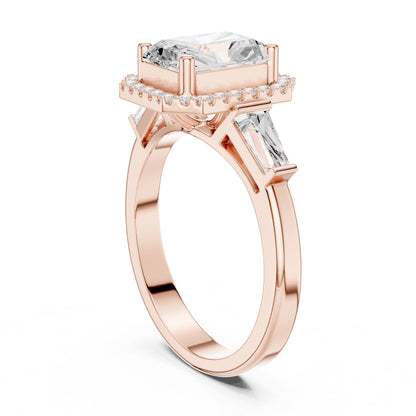 Emerald Halo Lab Grown Diamond Engagement Ring