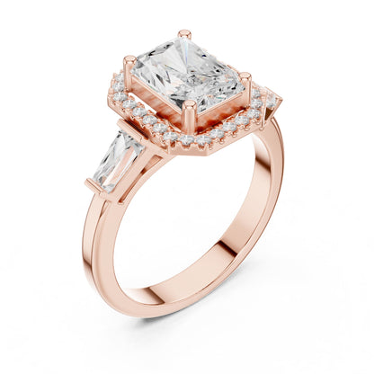Emerald Halo Lab Grown Diamond Engagement Ring