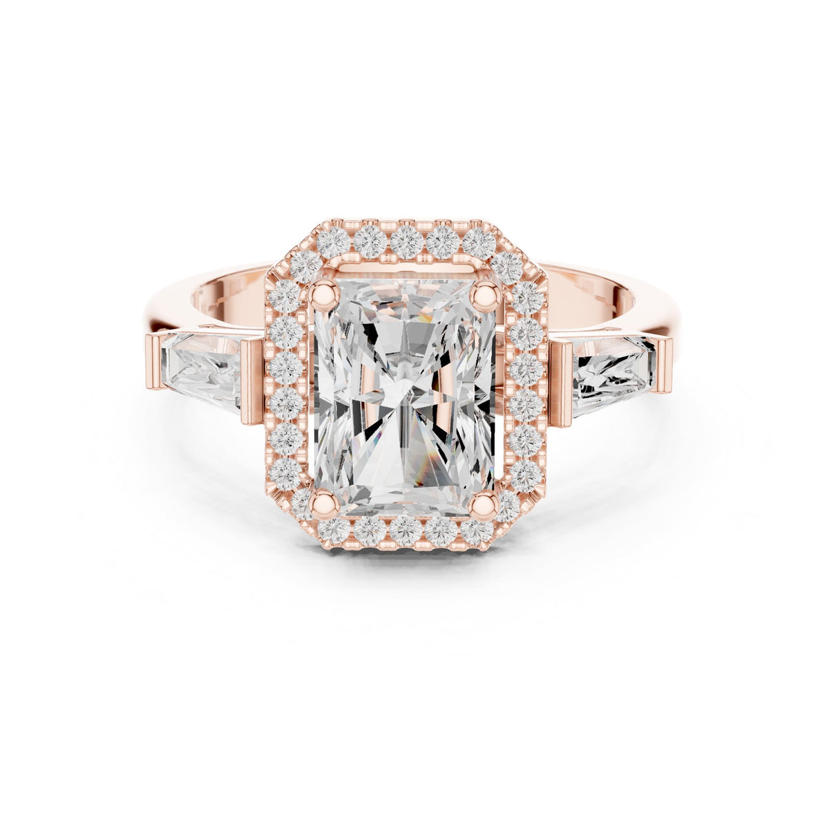 Emerald Halo Lab Grown Diamond Engagement Ring