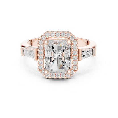 Emerald Halo Lab Grown Diamond Engagement Ring