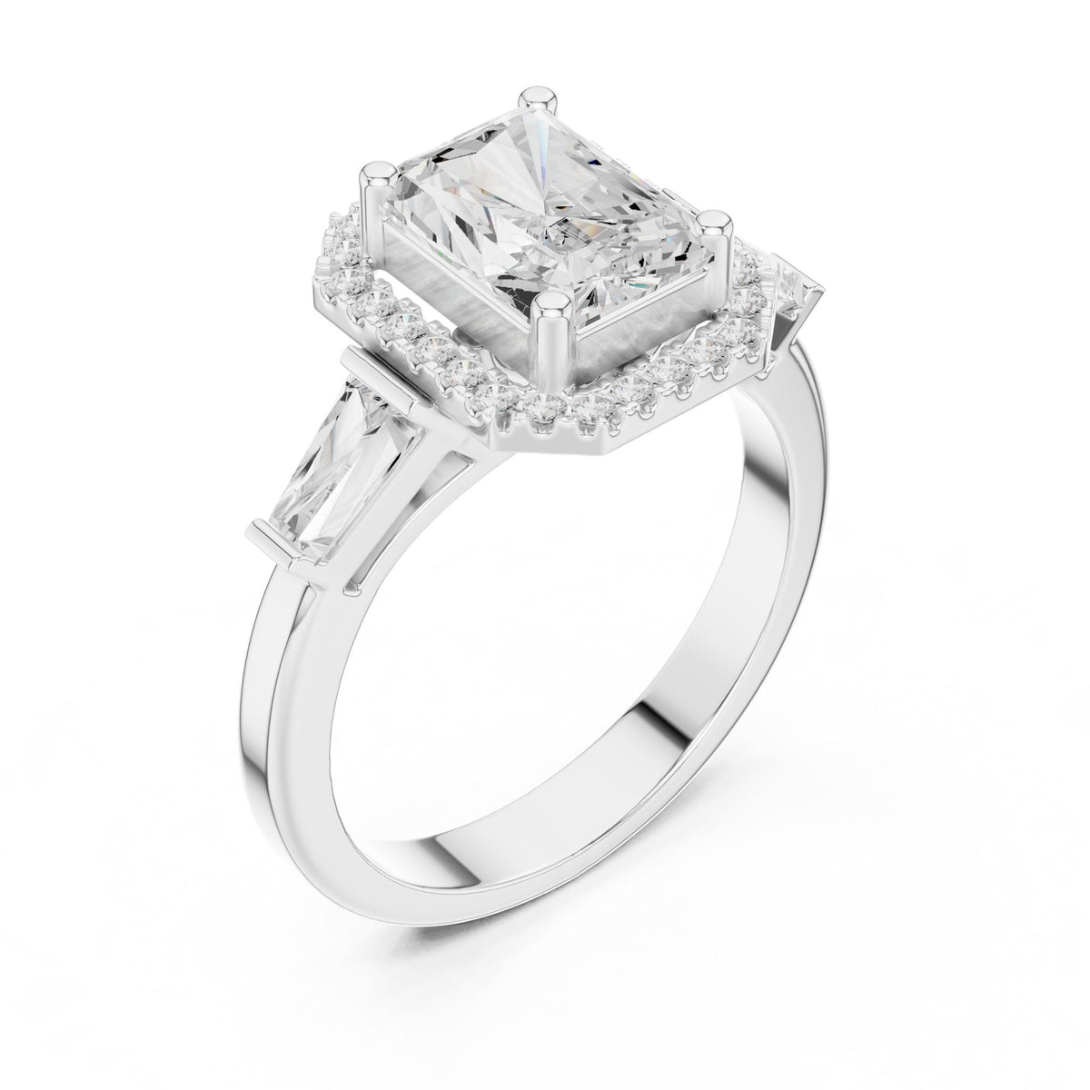 Emerald Halo Lab Grown Diamond Engagement Ring