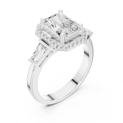 Emerald Halo Lab Grown Diamond Engagement Ring