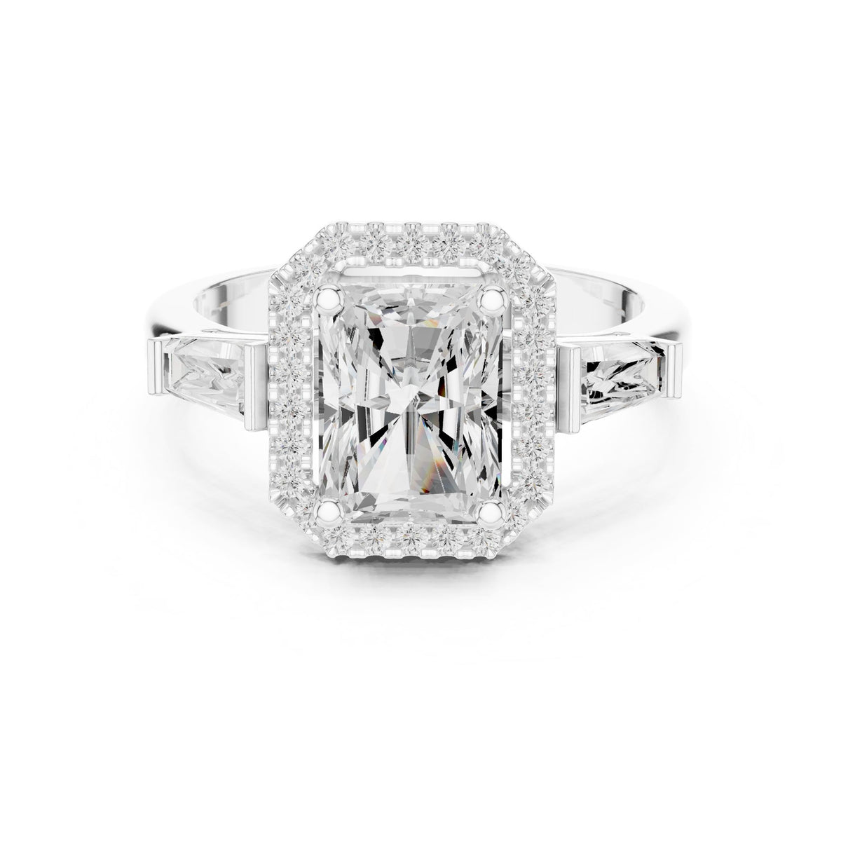 Emerald Halo Lab Grown Diamond Engagement Ring
