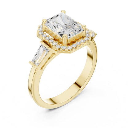 Emerald Halo Lab Grown Diamond Engagement Ring