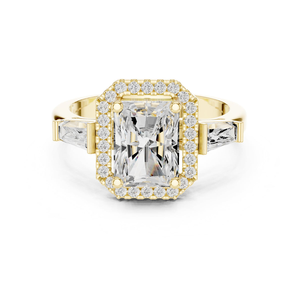 Emerald Halo Lab Grown Diamond Engagement Ring