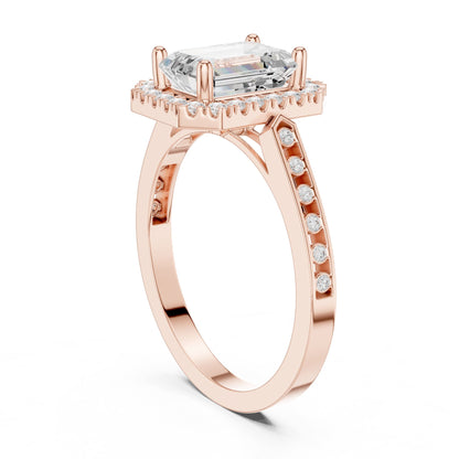 Emerald Halo Lab Grown Diamond Engagement Ring