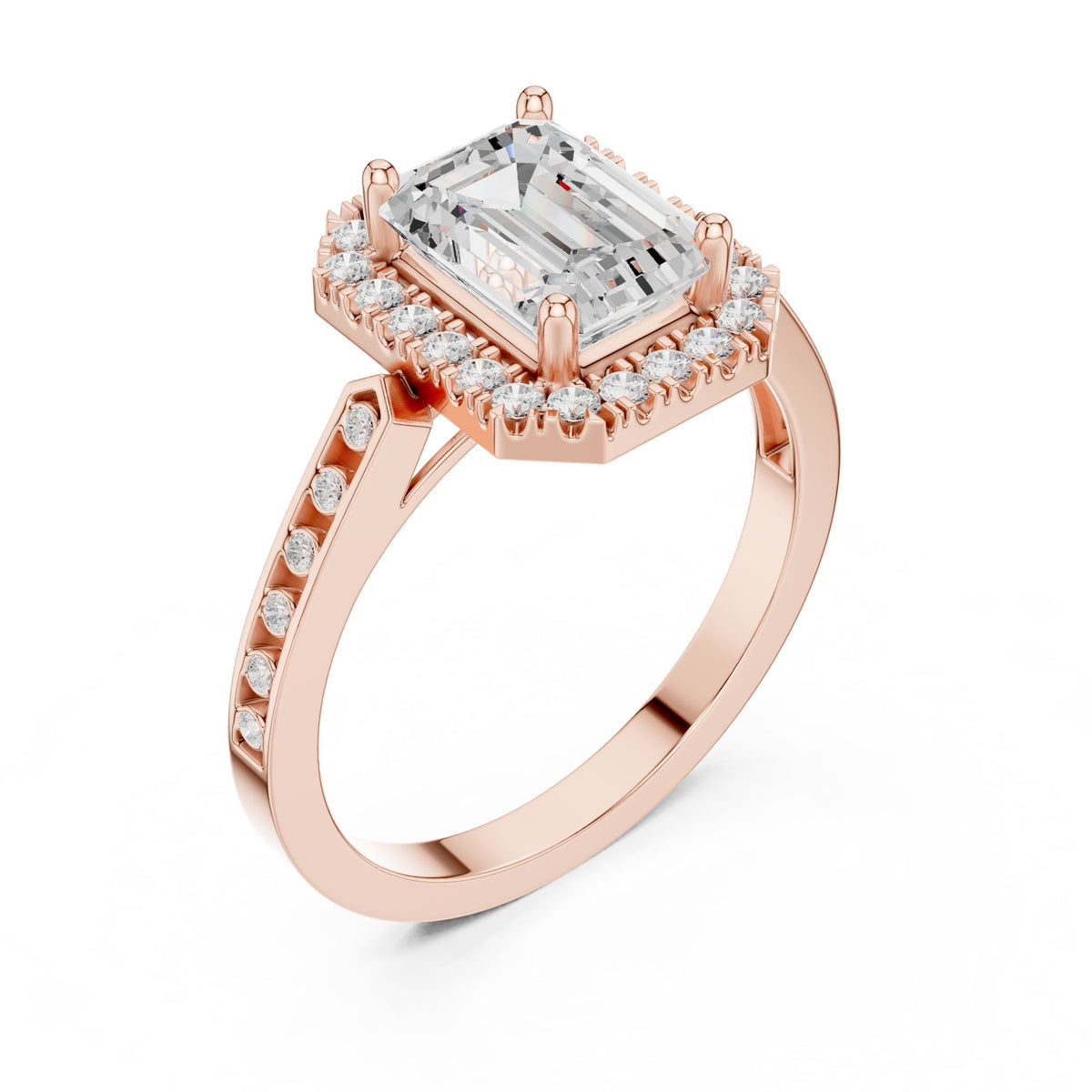 Emerald Halo Lab Grown Diamond Engagement Ring