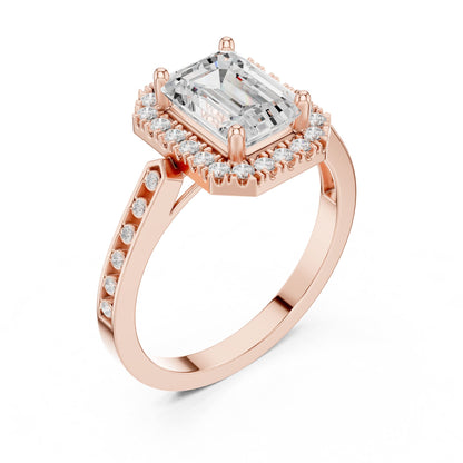 Emerald Halo Lab Grown Diamond Engagement Ring
