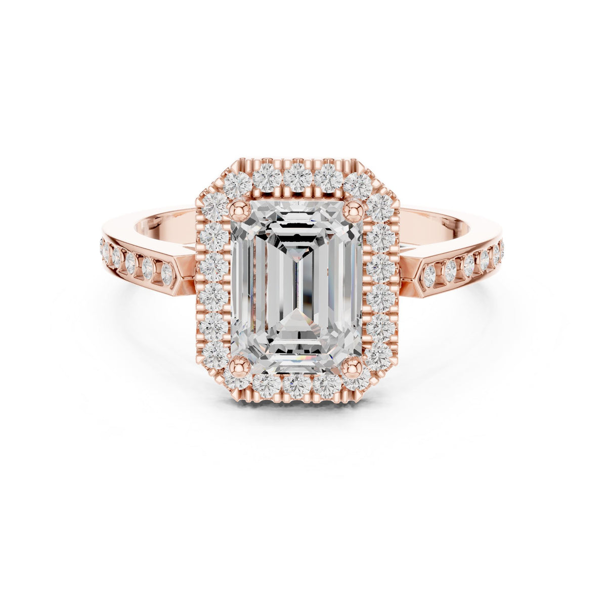 Emerald Halo Lab Grown Diamond Engagement Ring