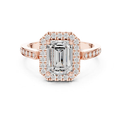 Emerald Halo Lab Grown Diamond Engagement Ring