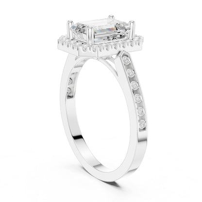 Emerald Halo Lab Grown Diamond Engagement Ring