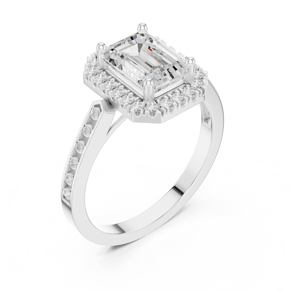 Emerald Halo Lab Grown Diamond Engagement Ring