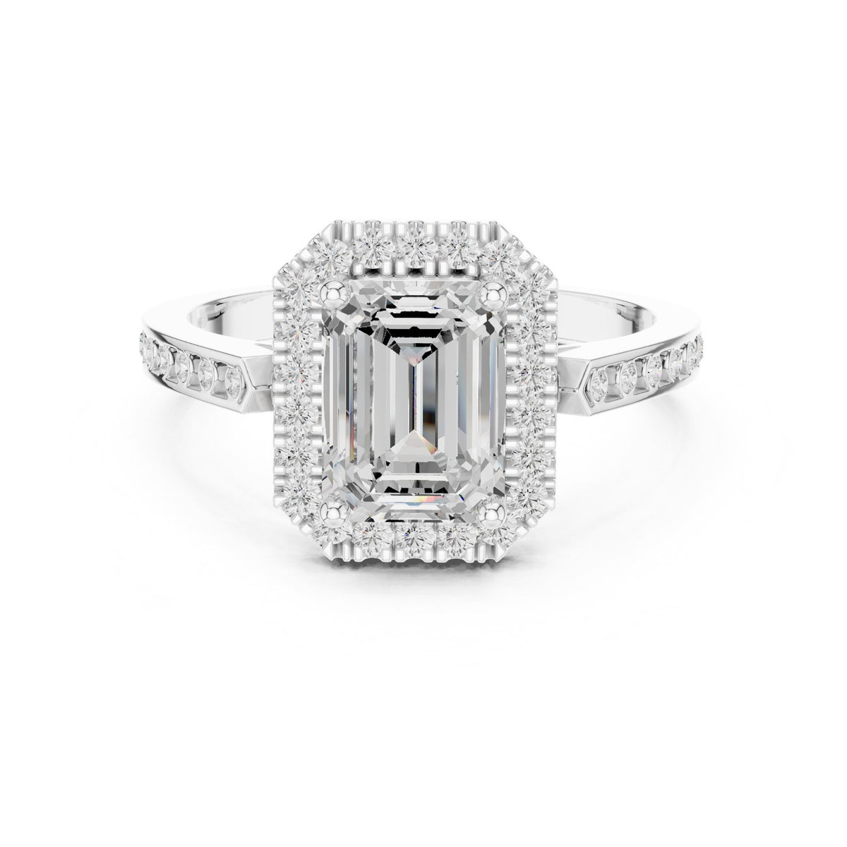 Emerald Halo Lab Grown Diamond Engagement Ring