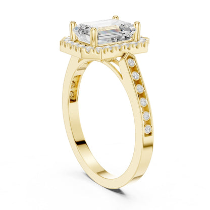 Emerald Halo Lab Grown Diamond Engagement Ring