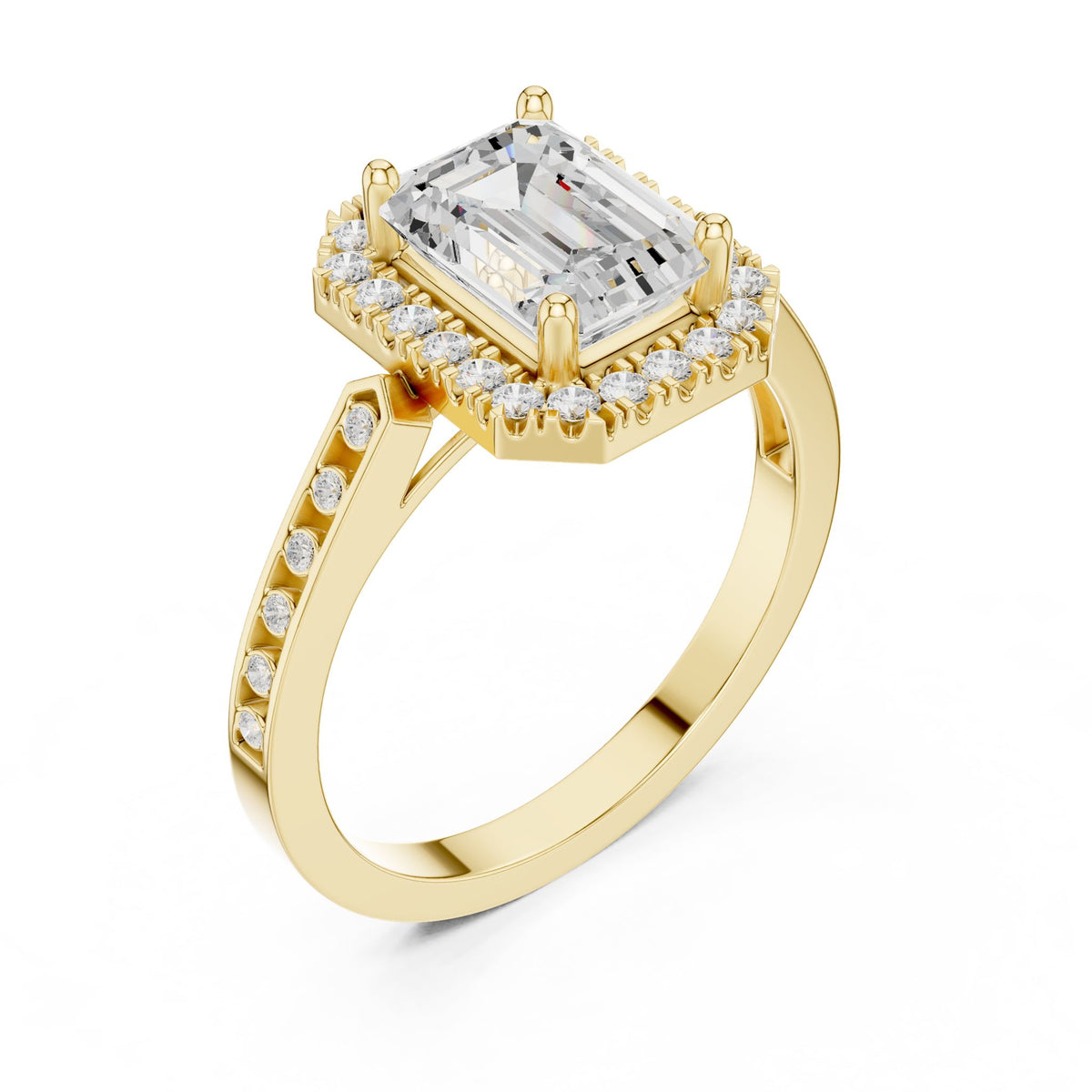Emerald Halo Lab Grown Diamond Engagement Ring