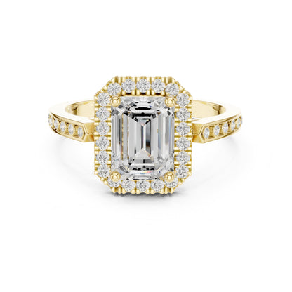 Emerald Halo Lab Grown Diamond Engagement Ring