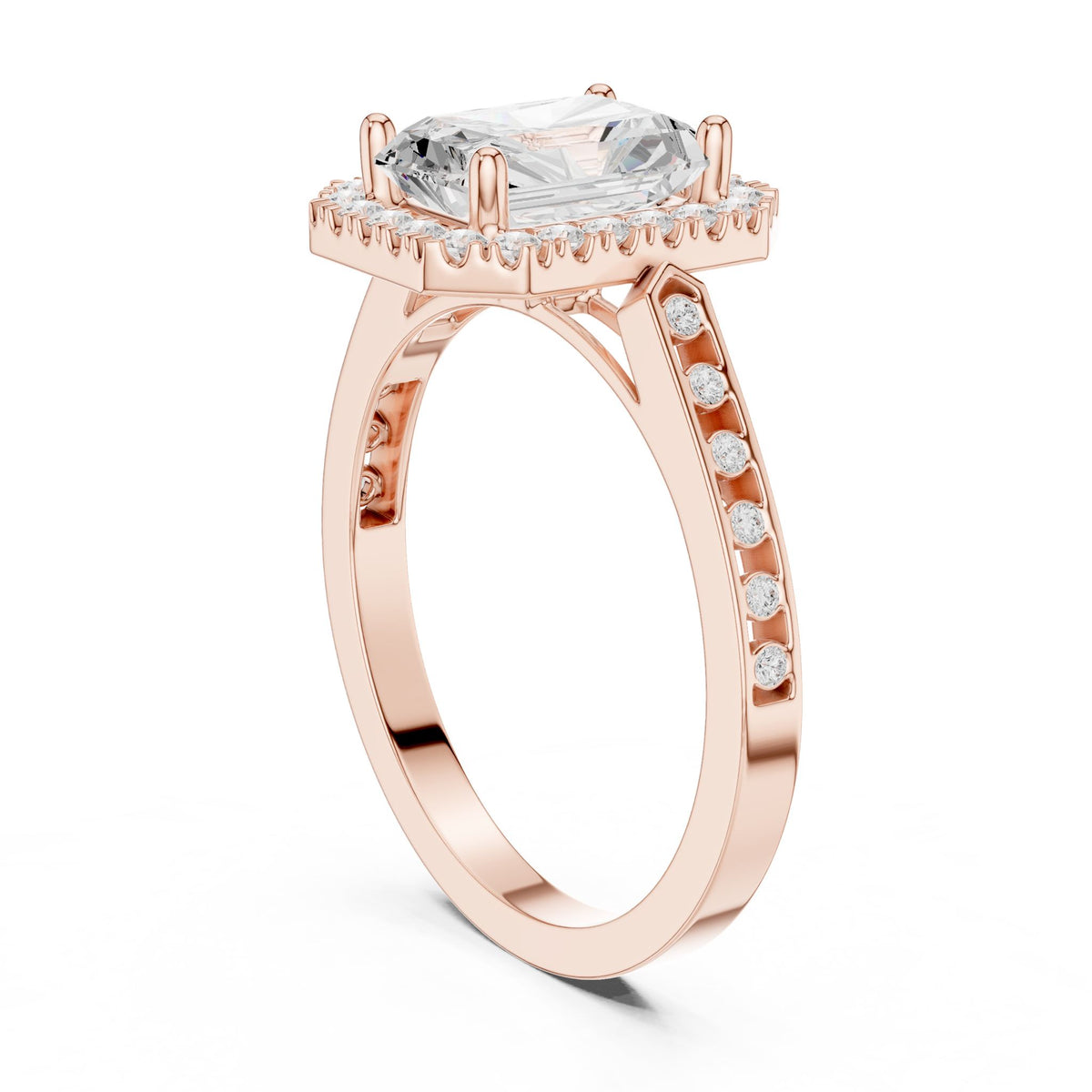 Emerald Halo Lab Grown Diamond Engagement Ring