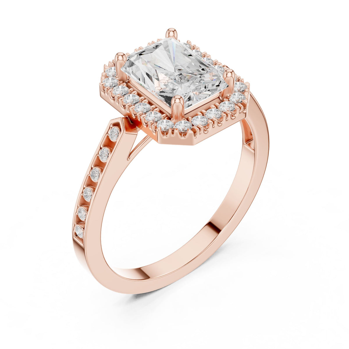Emerald Halo Lab Grown Diamond Engagement Ring