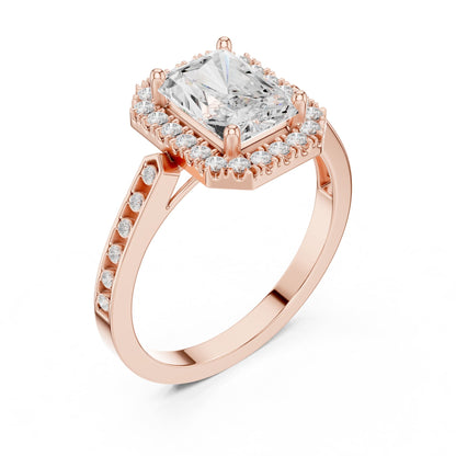 Emerald Halo Lab Grown Diamond Engagement Ring