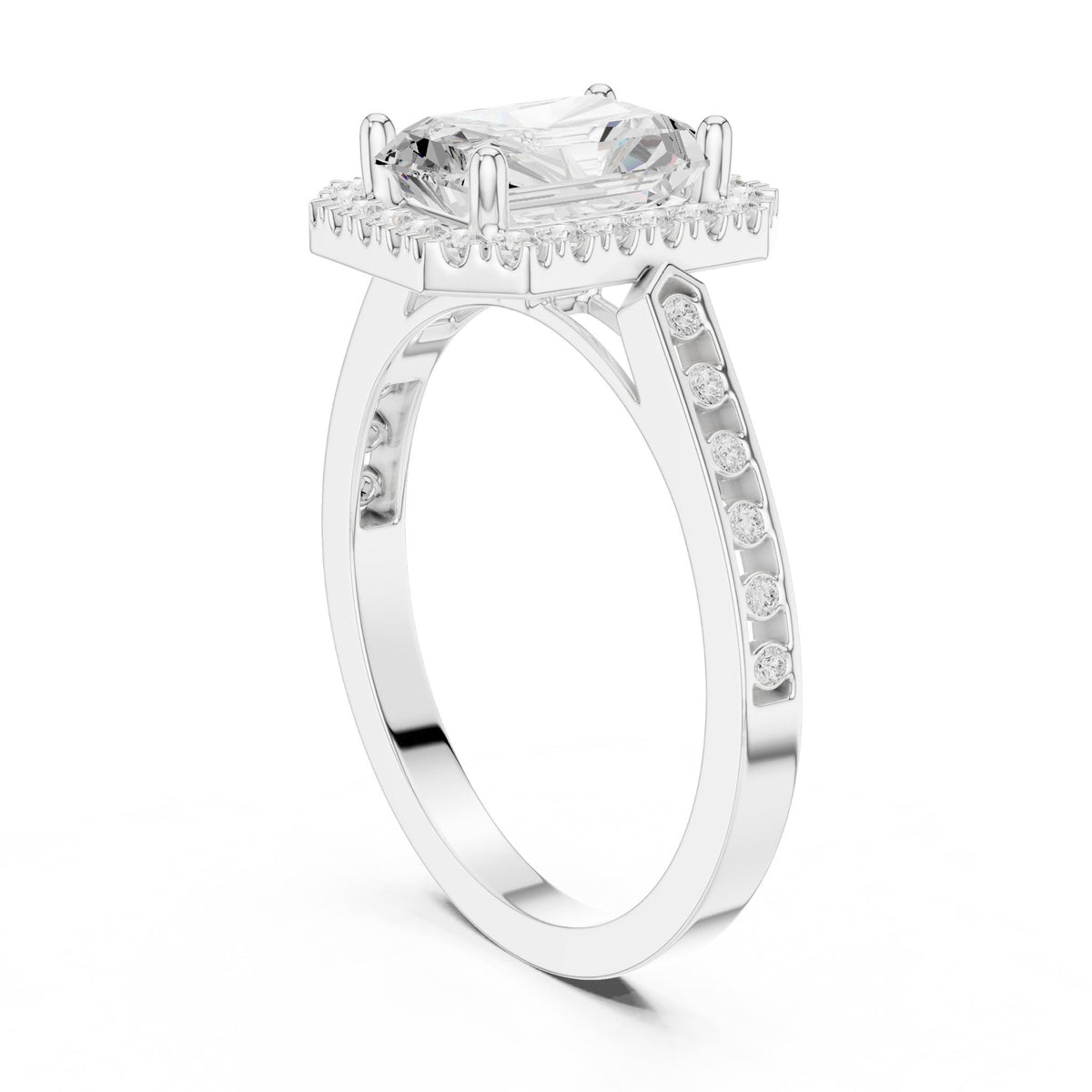 Emerald Halo Lab Grown Diamond Engagement Ring