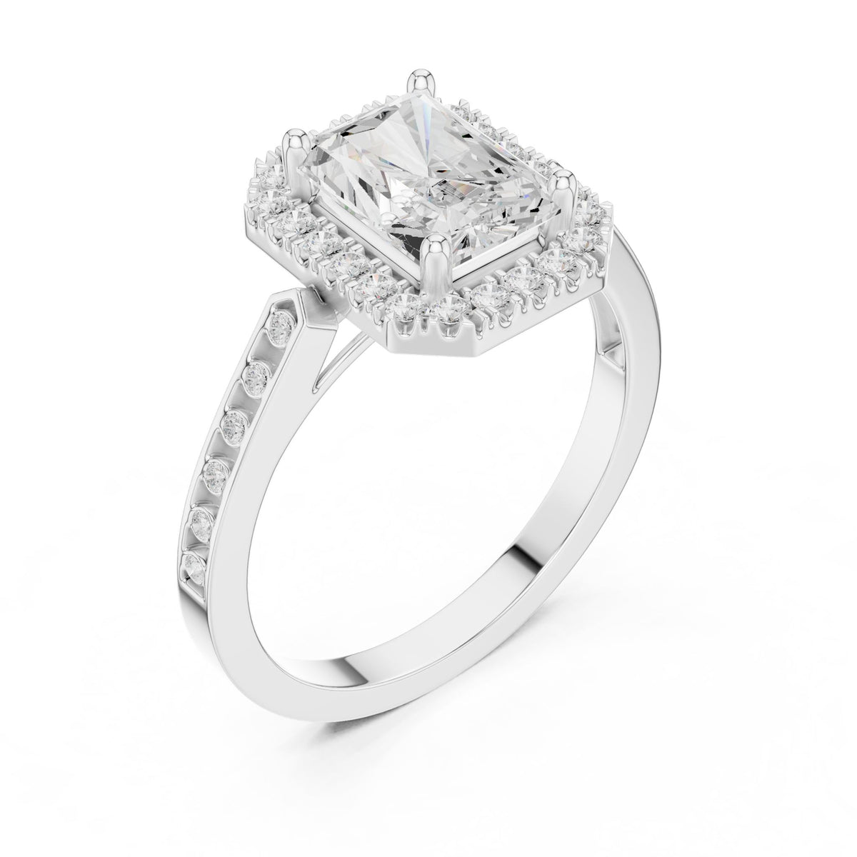 Emerald Halo Lab Grown Diamond Engagement Ring