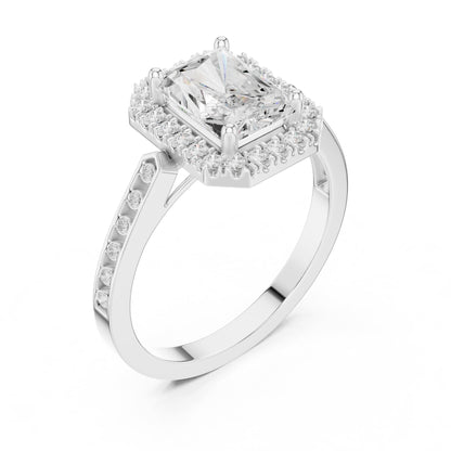 Emerald Halo Lab Grown Diamond Engagement Ring