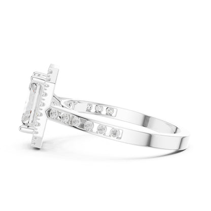 Emerald Halo Lab Grown Diamond Engagement Ring