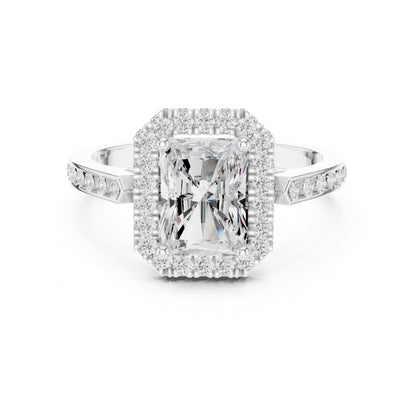 Emerald Halo Lab Grown Diamond Engagement Ring