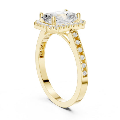 Emerald Halo Lab Grown Diamond Engagement Ring