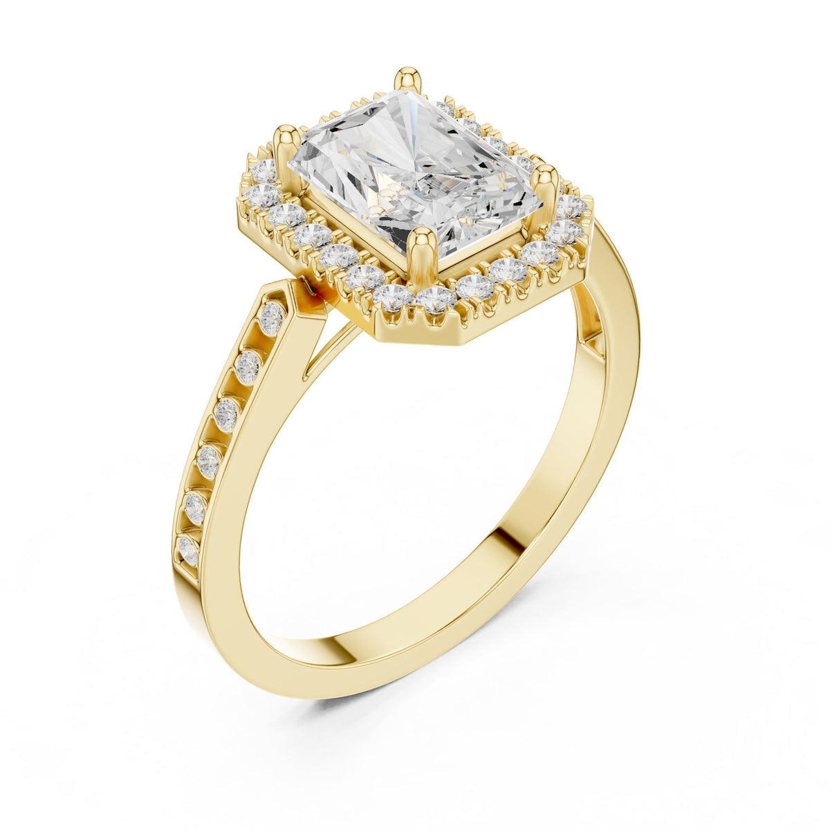 Emerald Halo Lab Grown Diamond Engagement Ring