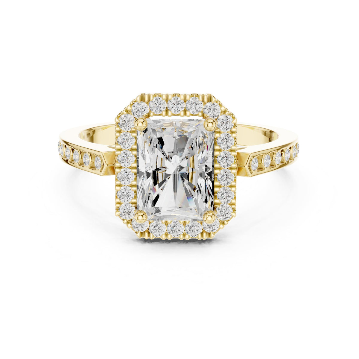 Emerald Halo Lab Grown Diamond Engagement Ring