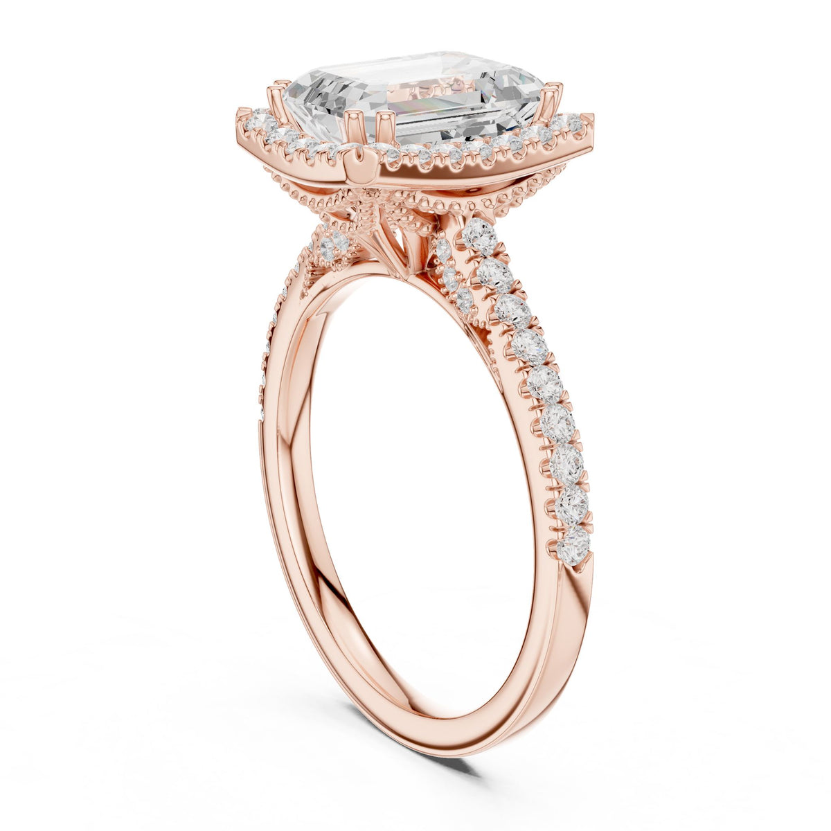 Emerald Halo Lab Grown Diamond Engagement Ring