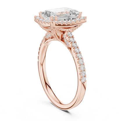 Emerald Halo Lab Grown Diamond Engagement Ring