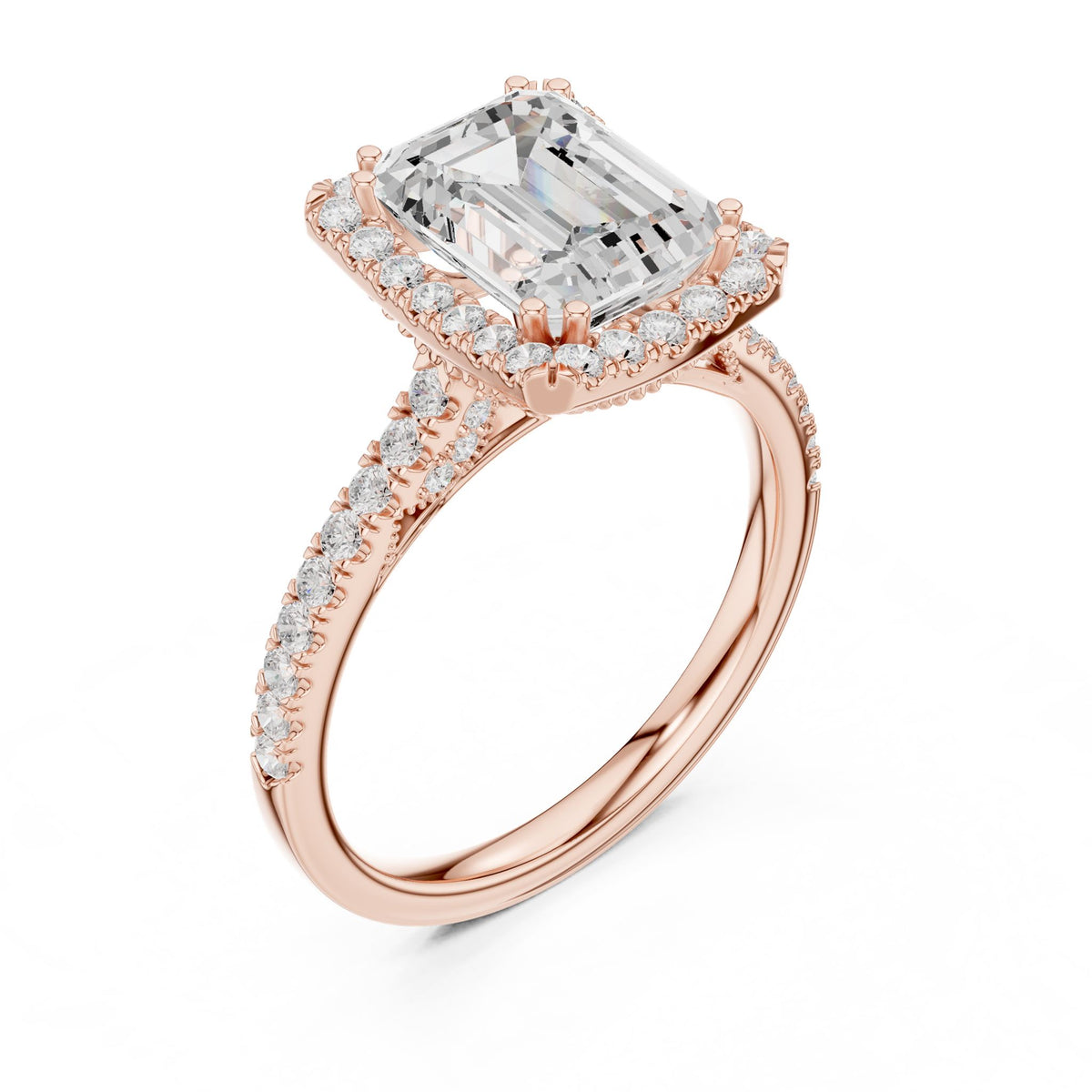 Emerald Halo Lab Grown Diamond Engagement Ring