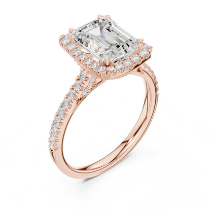 Emerald Halo Lab Grown Diamond Engagement Ring