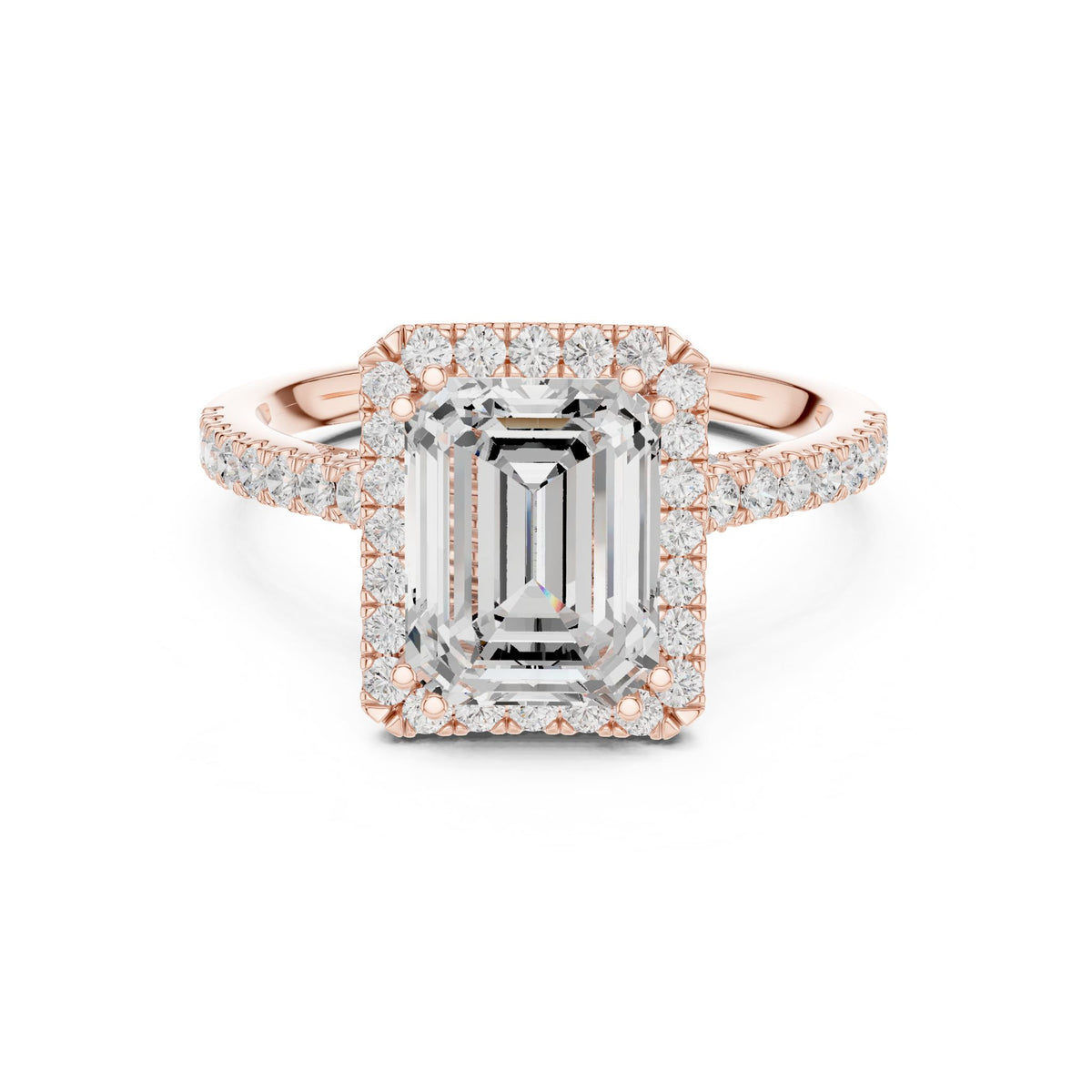 Emerald Halo Lab Grown Diamond Engagement Ring