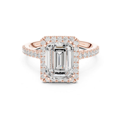Emerald Halo Lab Grown Diamond Engagement Ring