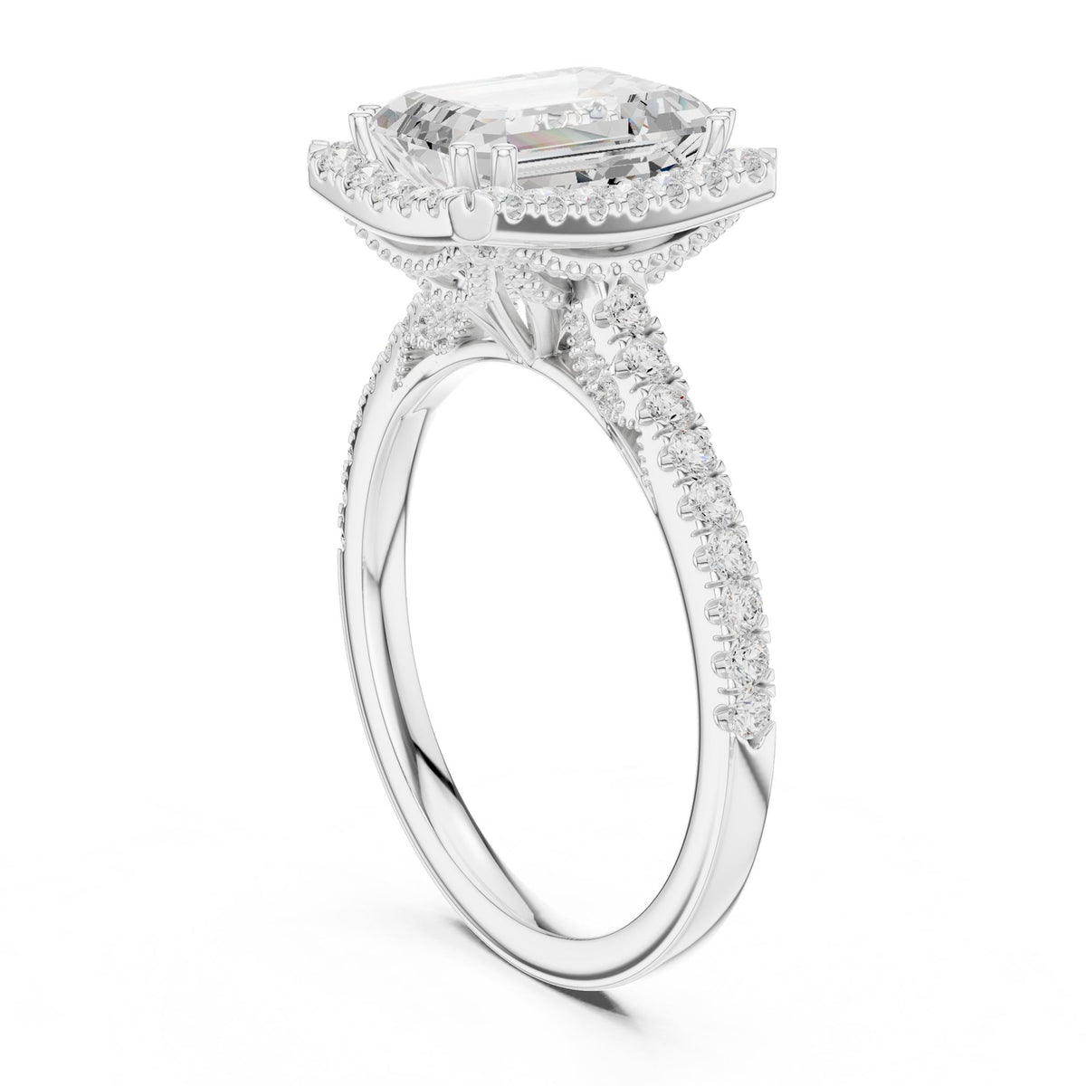 Emerald Halo Lab Grown Diamond Engagement Ring
