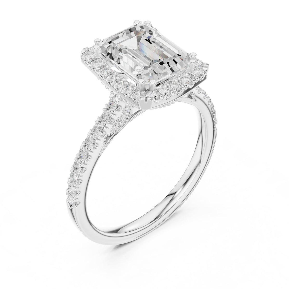 Emerald Halo Lab Grown Diamond Engagement Ring