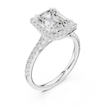Emerald Halo Lab Grown Diamond Engagement Ring