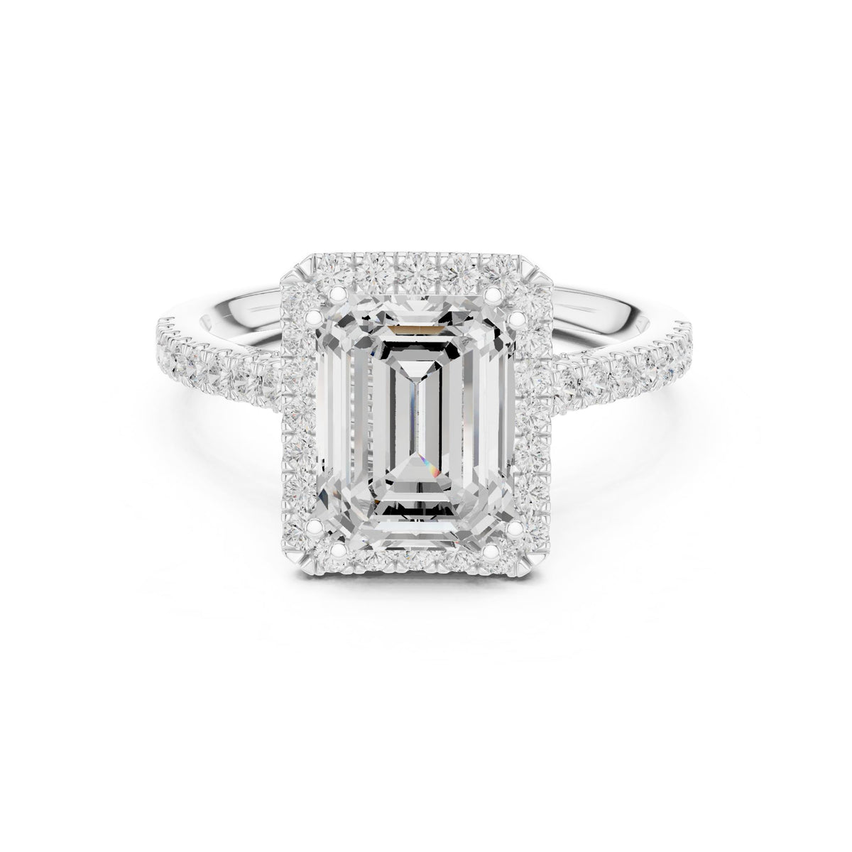 Emerald Halo Lab Grown Diamond Engagement Ring
