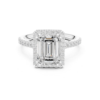 Emerald Halo Lab Grown Diamond Engagement Ring