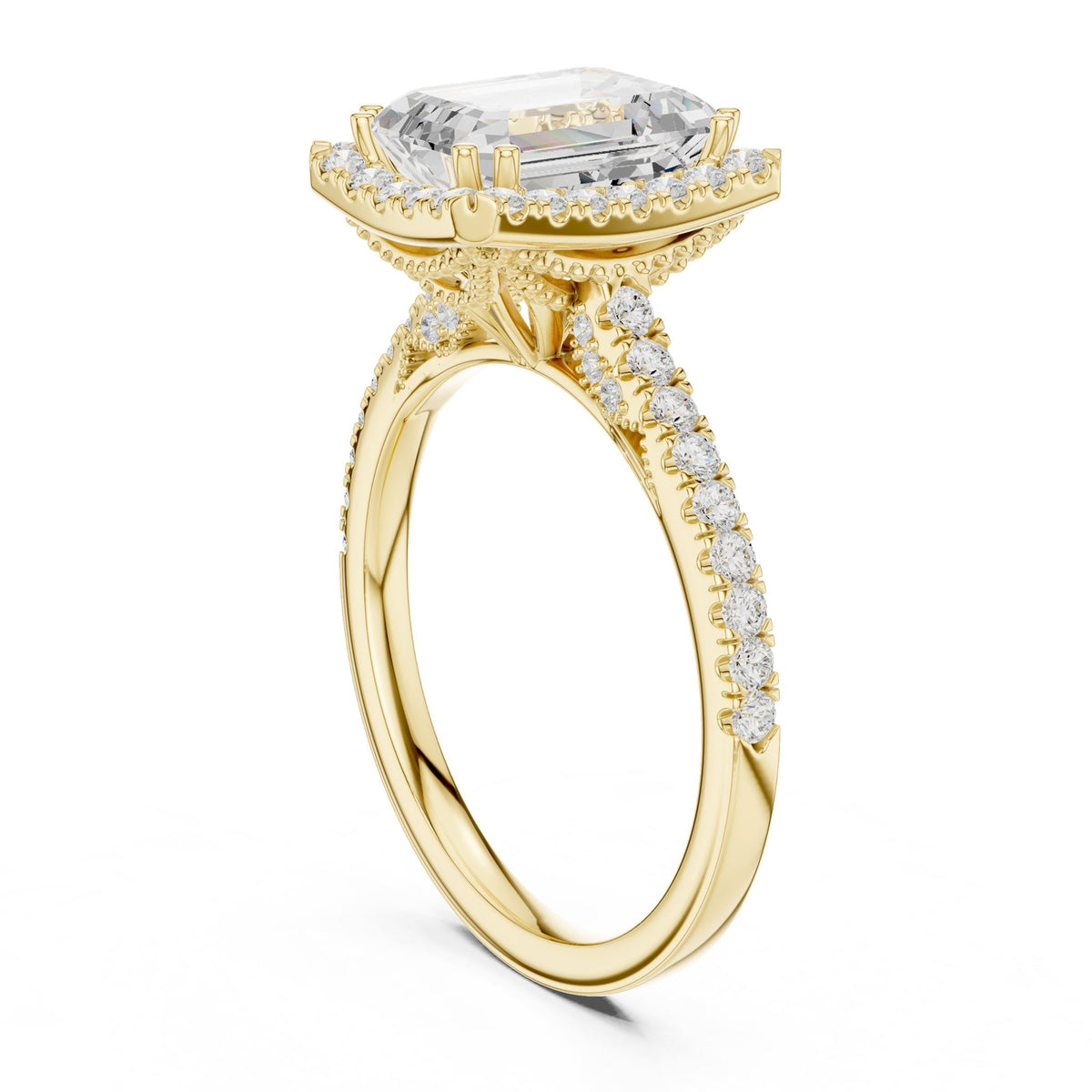 Emerald Halo Lab Grown Diamond Engagement Ring