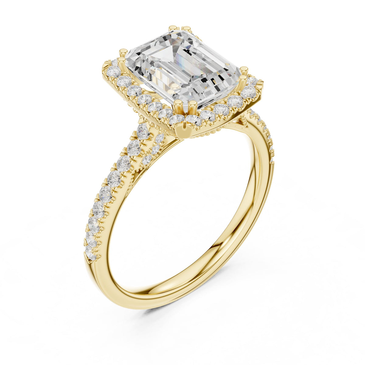 Emerald Halo Lab Grown Diamond Engagement Ring