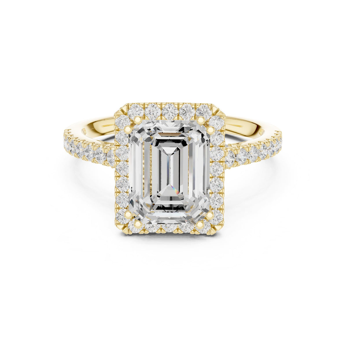 Emerald Halo Lab Grown Diamond Engagement Ring