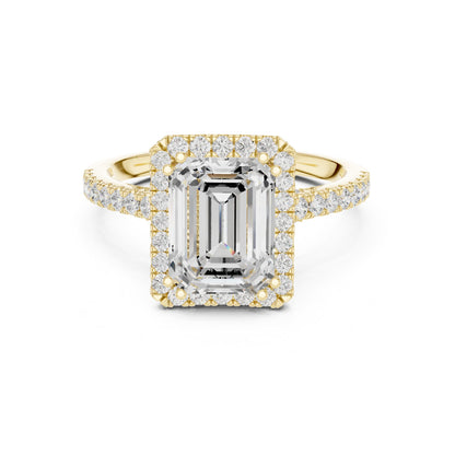 Emerald Halo Lab Grown Diamond Engagement Ring