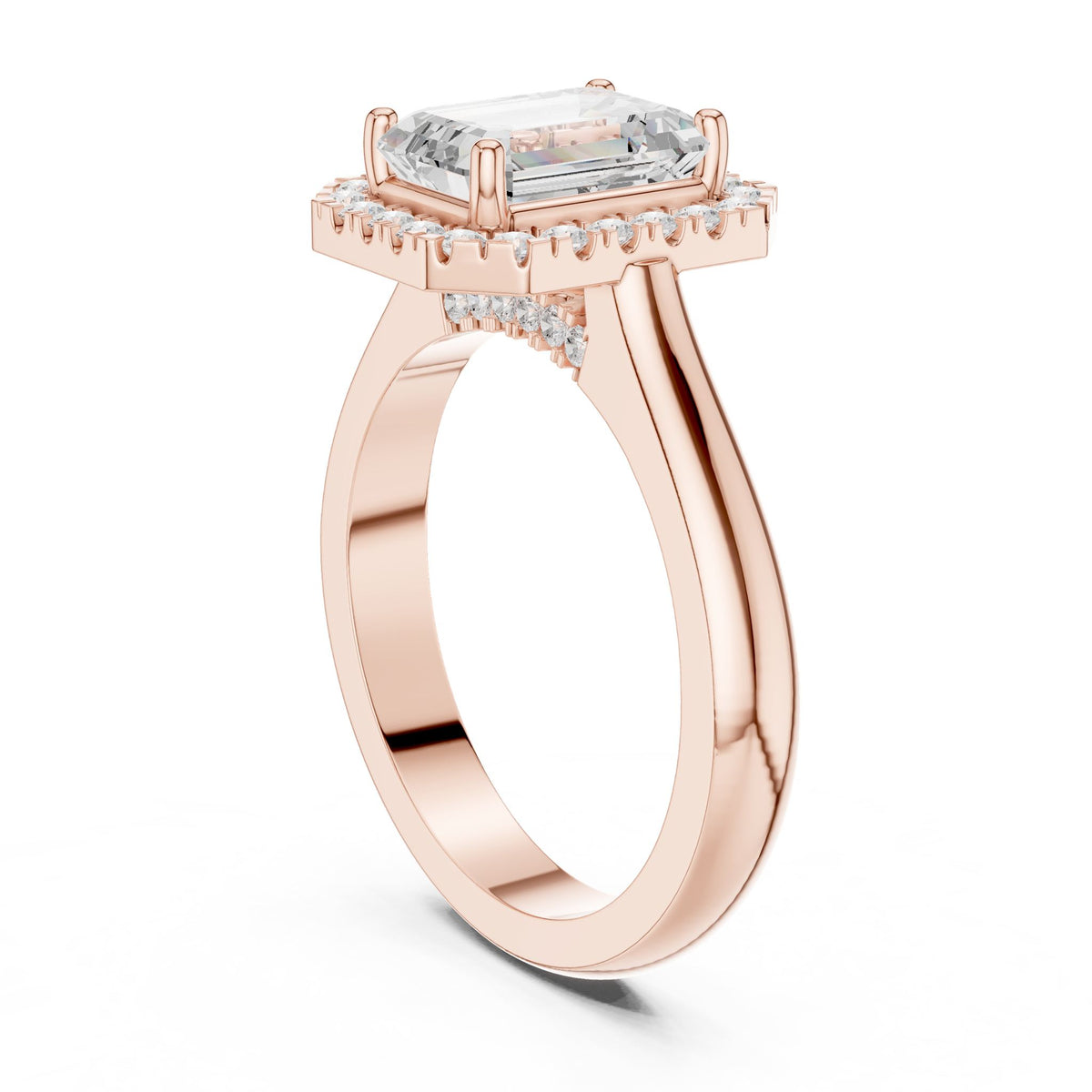 Emerald Halo Lab Grown Diamond Engagement Ring
