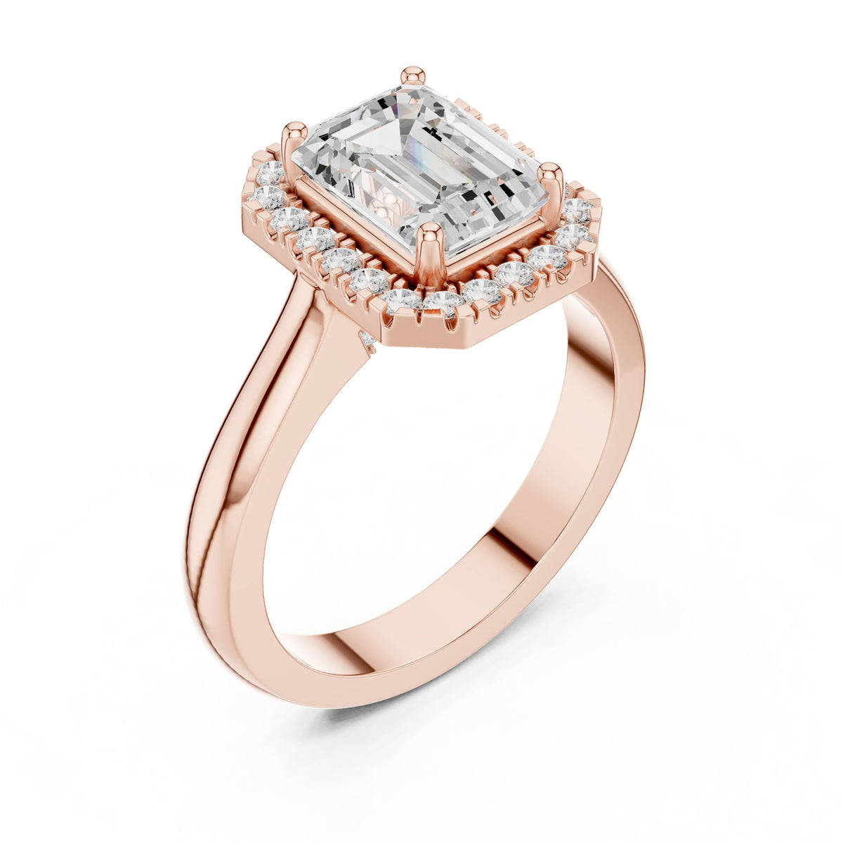 Emerald Halo Lab Grown Diamond Engagement Ring
